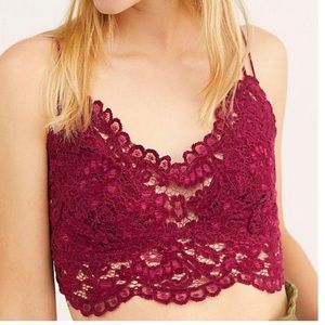 Free People Celine Floral Crochet Bralette Berry